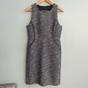 J. Crew Sleeveless Tweed Midi Sheath Dress Size 8 Office Preppy Old Money